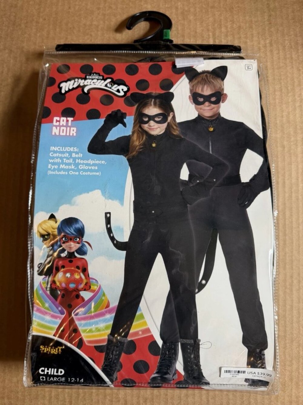 NEW Spirit ZAG Miraculous Cat Noir Outfit Costume - Child Large 12-14